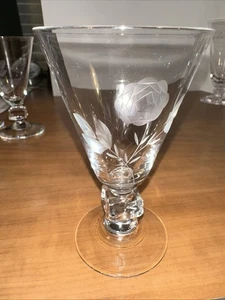 Vintage Fostoria Rose Liquor Glasses ~ Cut 827   6 3/4" - Picture 1 of 12