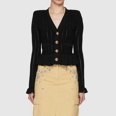 Nuevo top tejido hueco negro clásico autorretrato para mujer principios de otoño Foto 1 de 4