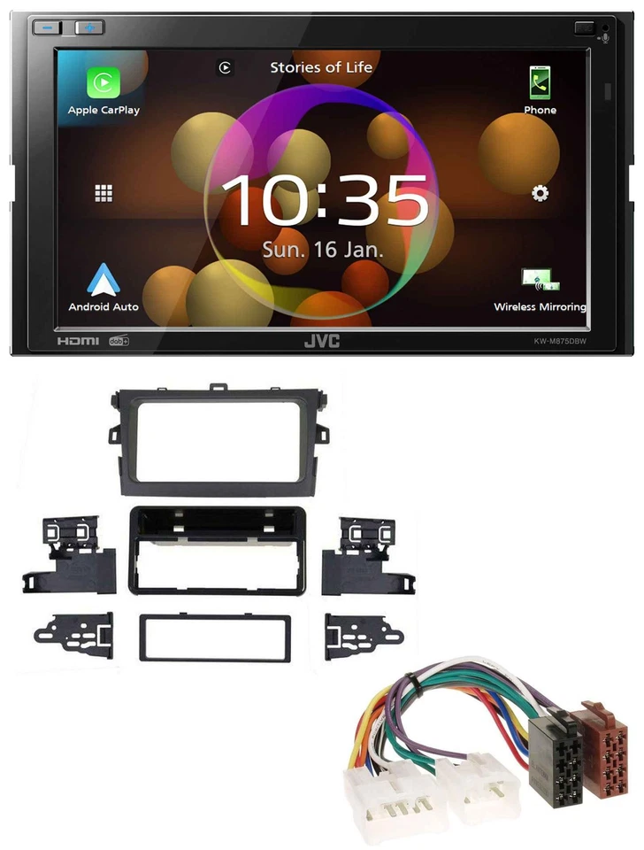 JVC DAB MP3 2DIN Bluetooth USB Autoradio für Toyota Corolla 2009-2013 silber - Bild 1 von 4