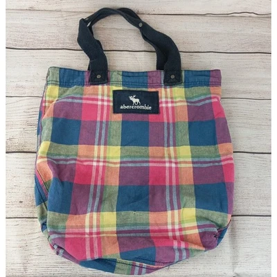 Bolso de Mano Abercrombie & Fitch Rosa Azul Amarillo A Cuadros De Colección Foto 1 de 4