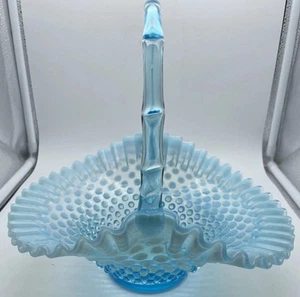 Fenton Glass BLUE HOBNAIL Large 10" BASKET (542J) Mint Condition - Picture 1 of 2