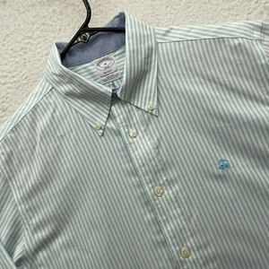 Brooks Brothers Regent Camicia Uomo Medium M Blu Bianco Righe Supima Non Ferro - Foto 1 di 11