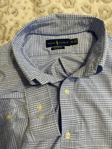 Ralph Lauren Performance Long Sleeve Button Up Plaid Shirt Blue Men's XXL T9 - Picture 1 of 5
