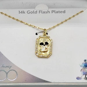 Disney 100 Anniversary NecklaceFeaturing Mickey Mouse Gold Plated New - Picture 1 of 4