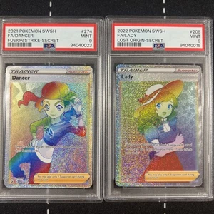 Pokémon Graded Rainbow Trainers-PSA 9-Secret Rare-Dancer and Lady Full Art - Picture 1 of 6