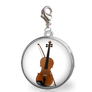 Violin Musical Instrument Player Charm for Bracelet Zipper Pull Purse Charm - Picture 1 of 1