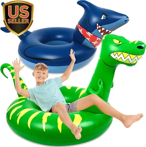 2PCS Pool Floats for Kids Adults Inflatable Dinosaur Shark Swimming Floaties ... - Picture 1 of 6