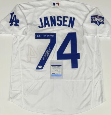 CAMISETA KENLEY JANSEN DODGERS FIRMADA SERIE MUNDIAL 2020 WS CHAMP" PSA 1C53072 Foto 1 de 4