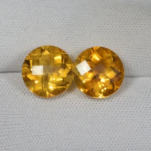 Coppia Rotonda Citrino Arancione Naturale 7,22 Cts Buon Colore Colore Naturale 10mm...!! - Foto 1 di 2