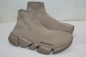 Authentic BALENCIAGA Women's Speed 2.0 Recycled Knit Sneakers Beige Size 8 US - Picture 1 of 12