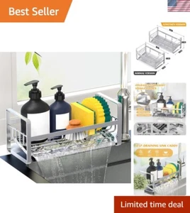 Durable Kitchen Sponge & Soap Holder with Automatic Drainage - Brushed Finish - Picture 1 of 8