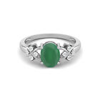 8X6 MM Oval Green Onyx 925 Sterling Silver Solitaire Celtic Women Wedding Ring