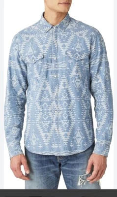Camisa Ralph Lauren X-Grande Azul Motivo Suroeste RRL Nativa De Colección Polo XL Broches a presión Foto 1 de 4