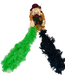 Pair of Green & Black Boas Girl Dress Up Boa HALLOWEEN Costume Accessory A - Picture 1 of 3