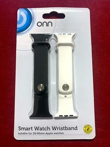Apple Watch Soft Silicone Wristbands by Onn (2 pack) 1 x Black & 1 x White *BNIB - Picture 1 of 8