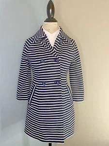 Cabi Maritime Nautical Trench Navy and White Stripe Coat Style 5151 Womens Sz XS - Picture 1 of 12