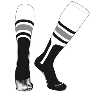 OTC Baseball Softball Stirrup Socks (B, 9in) White, Black, Silver, Black - Picture 1 of 3