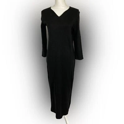 Vestido para mujer Peruvian Connection mediano negro maxi manga larga cuello en V Foto 1 de 4