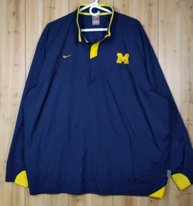 Nike Michigan Wolverines Windbreaker Fit Storm Mens 2XL 1/4 Zip Pullover Blue - Picture 1 of 20