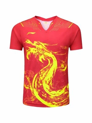 Camiseta Adulto Infantil Li-Ning Esportes Manga Curta Roupas de Tênis Badminton Usar - Imagem 1 de 4