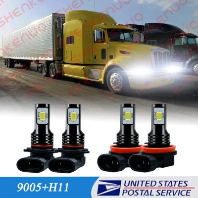 For Volvo VN VNL VNM Truck 630 670 730 780 2015 9005 H11 LED Headlight Bulbs Kit - Image 1 of 4
