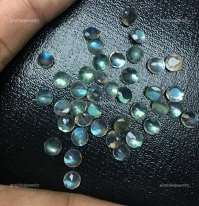 Natural Blue Flash Labradorite Gemstone Necklace Supply Round Faceted 6X6MM - Picture 1 of 8