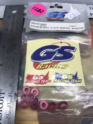 GS RACING GSCW120BG 4mm/8-32 AMUM. C-SUNK WASHERS: BURGUNDY NIP USA SHIPPED - Image 1 of 3
