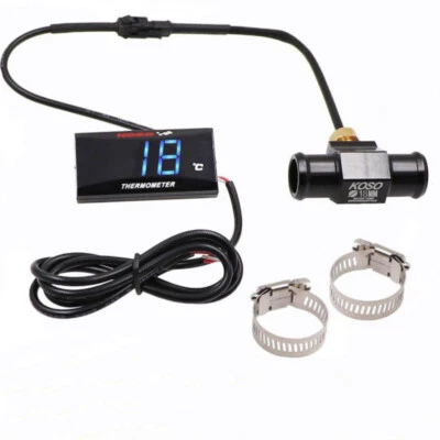 DC 12V Motorrad Thermometer Digital Blau LED Wassertemperaturanzeige Sensor Neu - Bild 1 von 4