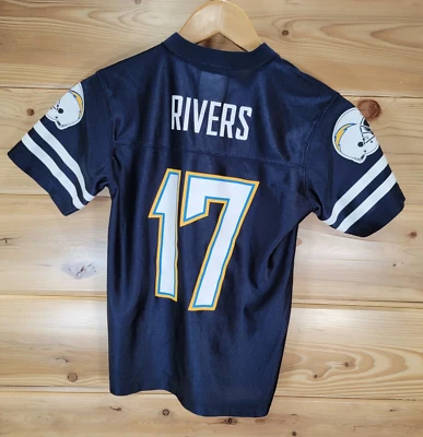 Camiseta deportiva juvenil San Diego Chargers Philip Rivers #27 azul medio sin costuras Foto 1 de 4
