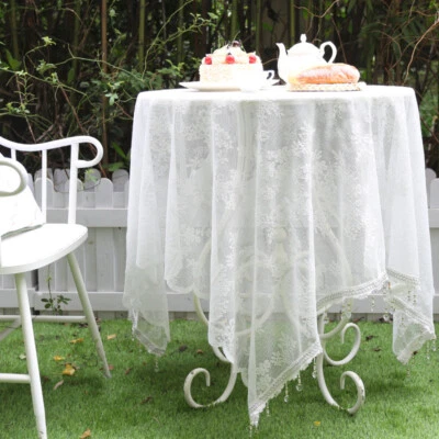 White Lace Tablecloth Table Cloth Dining Kitchen Wedding Party Desk Cover Decor - Image 1 of 4