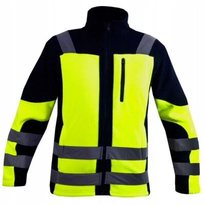 ARTMAS Hi Vis Viz Visibility Fleece Jacket Rain Patch Safety Work Mens Warm Soft Classi