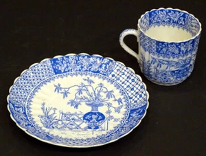 Antigua taza y platillo DEMITASSE DE 1850 1860 COPELAND SPODE patrón KEW azul - Imagen 1 de 5