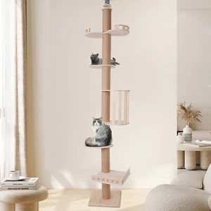 Wood Cat Tower Cat Climbing Tree Scratching Tree Activity Center 100.4-104.3" US - Picture 1 of 24