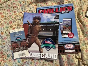 2004 Philadelphia Phillies opening day program with ticket & scorecard - Picture 1 of 11