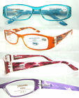 Damskie okulary do czytania S368 / zawies sprężynowy / fantazyjny design z piór / prosta jednokolorowa ramka