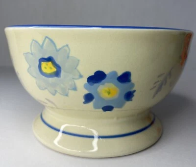 Kimberly Hodges Floral Hallmark Pedestal Pé Cerâmica Tigela Prato Compota Azul - Imagem 1 de 4