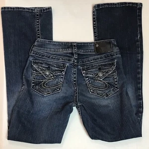 Silver Suki Surplus Dark Wash Bootcut Jeans Women 24/30 - Picture 1 of 7