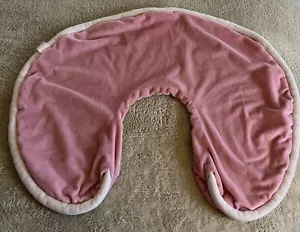 Boppy Girls Pink White Trim Fleece Nursing Pillow Cover - Picture 1 of 7