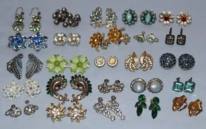 Lote De Pendientes Antiguos De Colección Preciosos Estrás Blanco Corocraft Bogoff BN + - Imagen 1 de 12
