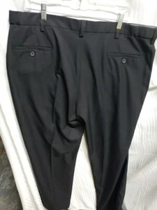 Haggar Mens Cool 18 No Iron Pants 42 x 30 Black Flat Front Adjustable Waist NWOT - Picture 1 of 5