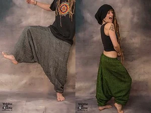 WOOLEN ALI BABA HAREM Trousers Unisex Psytrance Festival Hippy Pantaloon - Picture 1 of 16