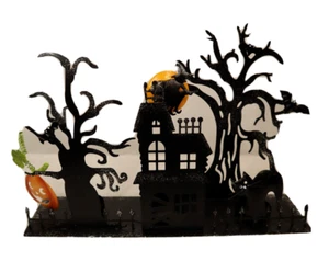 Quirky Black Haunted House Medal Candle Holder - Picture 1 of 3