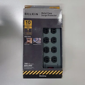 Belkin Metal Surge Protector - 10 Outlets, 15 Foot Extension Cord, Power Strip - Picture 1 of 7