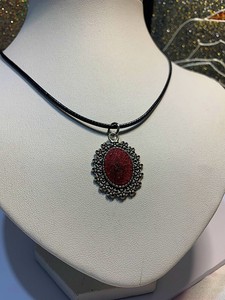 Glitter Oval Necklace/Oval with flowers/resin/glitter/cord necklace/Jewellery