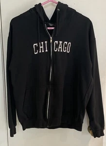 Zip Front Hoodie Gr. L schwarz Sweatshirt Chicago bestickt vorne �� - Bild 1 von 7