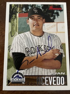 Juan Acevado Autographed 1995 Bowman Baseball Card #6 Colorado Rockies