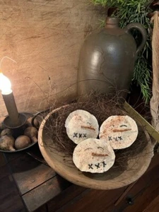 Primitive Grubby Grungy Snowman Christmas Bowl Filler  Set Of Three - Picture 1 of 11