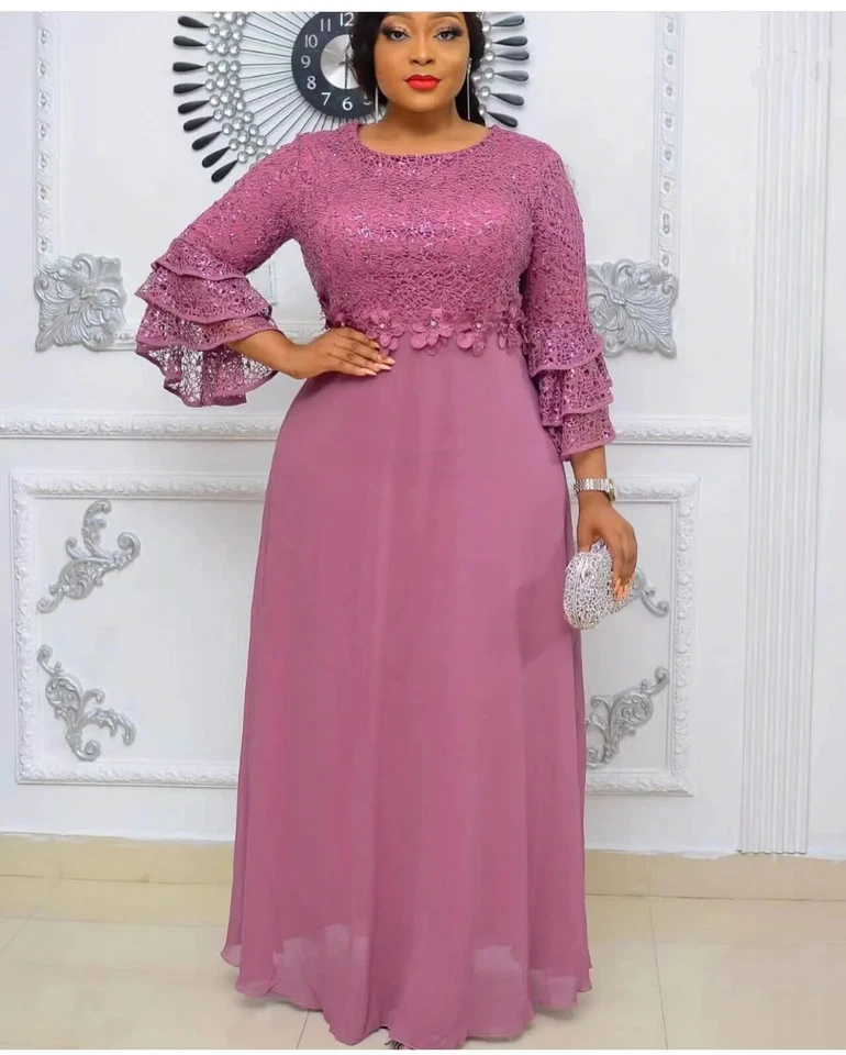 women new African women's dress, Muslim lace traditional clothing - Image 1 of 4