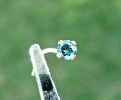 ANILLO TORNILLO NARIZ DIAMANTE AZUL 100% REAL ORO AMARILLO 14K 2,72mm CERTIFICADO,GRANDE Foto 1 de 4