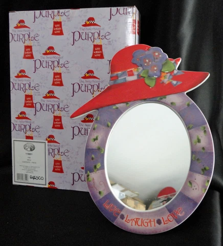Enesco Sisterhood Of Purple Red Hat Oval Mirror Stand Hang NIB Free USA Ship Cover